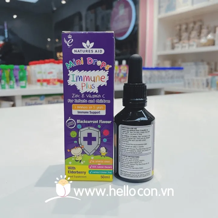 Tăng đề kháng Mini Drops Natures Aid Immune Plus cho trẻ từ 3 tháng