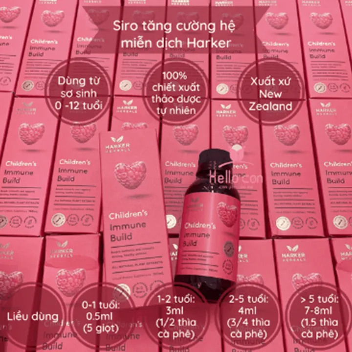 Các thành phần chính của Siro tăng đề kháng Children's Immune Build Harker 150ml 