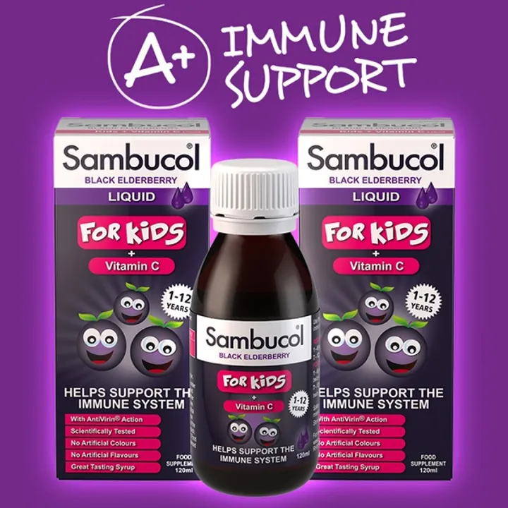 Sambucol for kids + Vitamin C dành cho trẻ từ 1-12 tuổi.