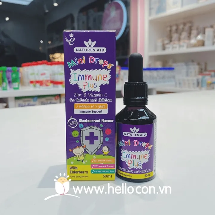 Tăng đề kháng Mini Drops Natures Aid Immune Plus cho trẻ từ 3 tháng
