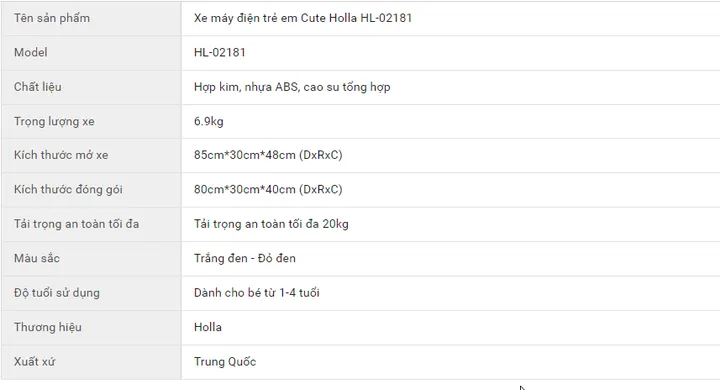 Xe máy điện trẻ em Holla