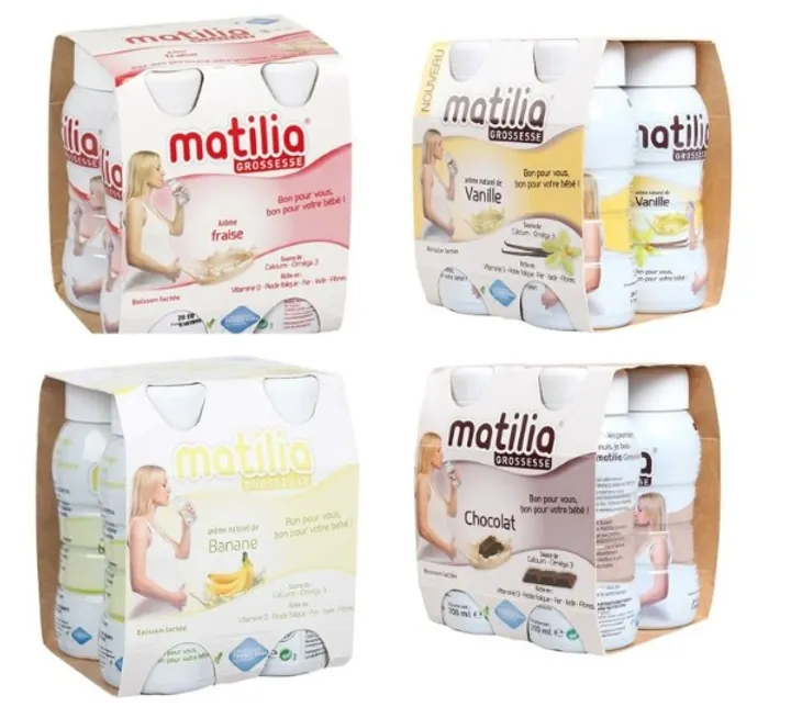 Sữa bà bầu Matilia 200ml 4h/vỉ (4 vị Socola, Dâu, Vani, Chuối)