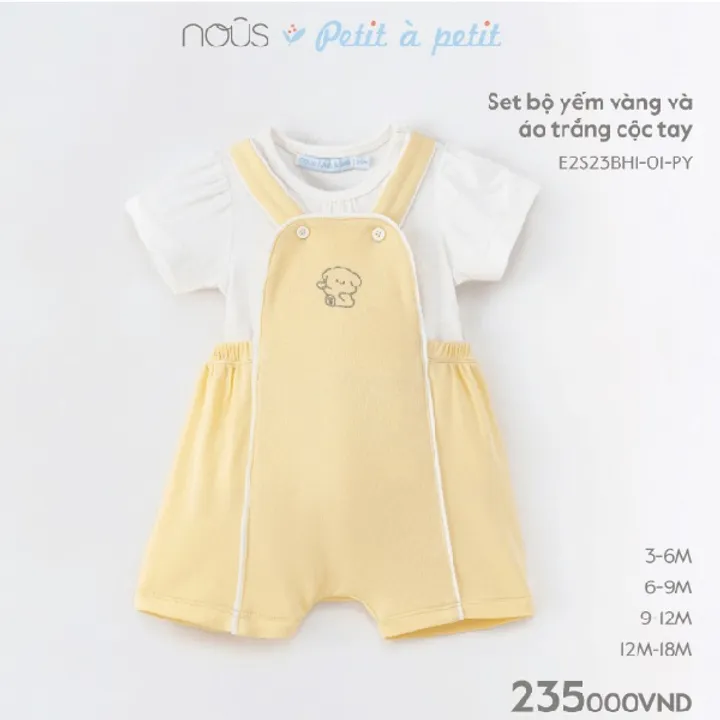 Set Nous bộ yếm vàng và áo trắng cộc tay