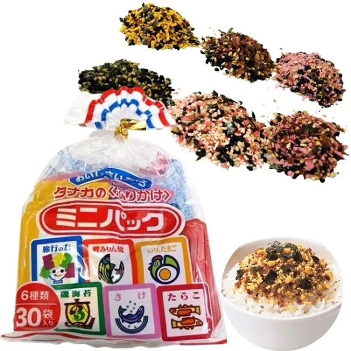 Gia vị rắc cơm 30 gói Tanaka cho bé 1 tuổi trở lên (6 vị trong túi)